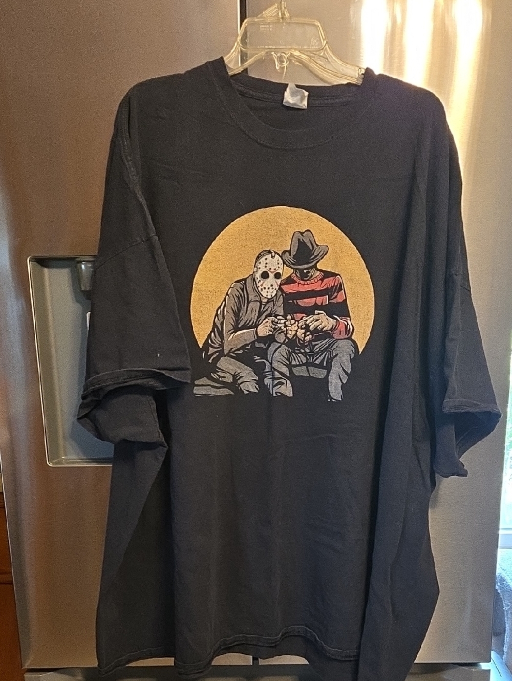 Black Graphic Horror Crewneck T-Shirt - Jason & Freddy